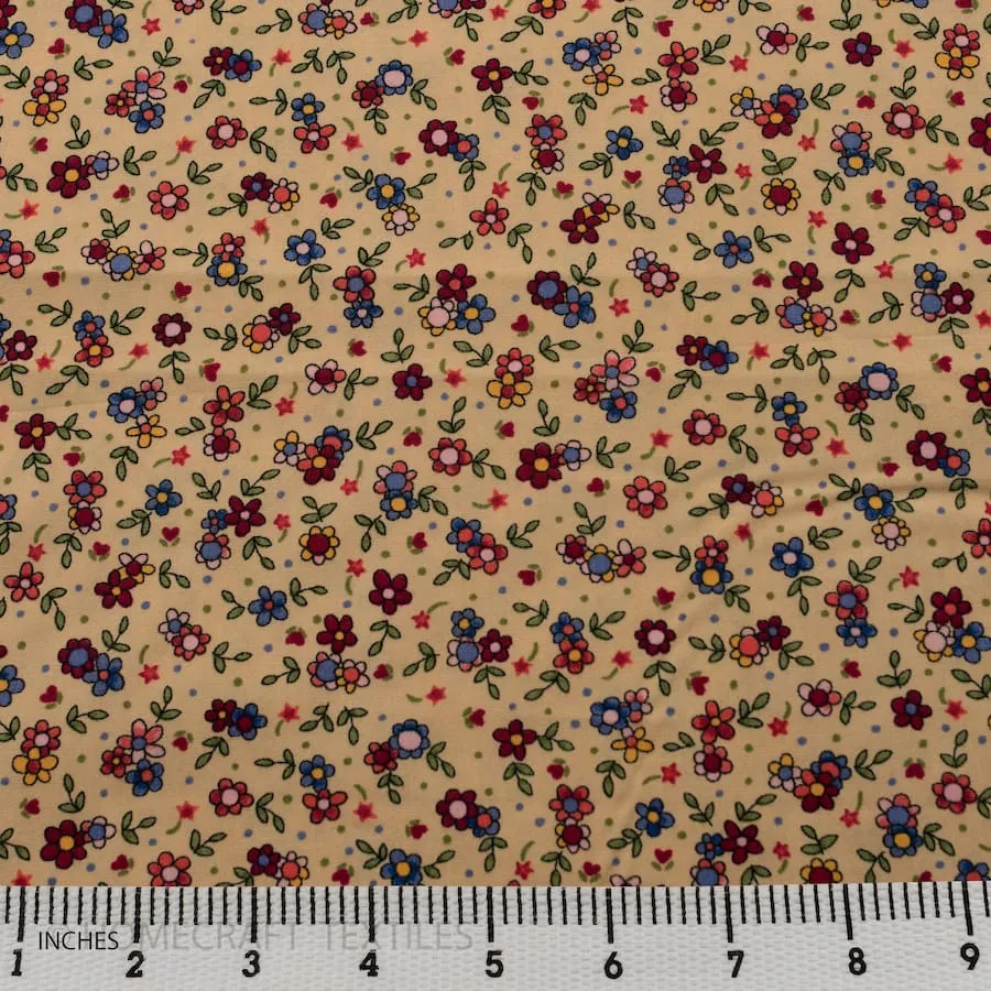 Beige Spring Floral Cotton Print