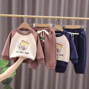 Boys fall/winter plus velvet vests two-piece set
