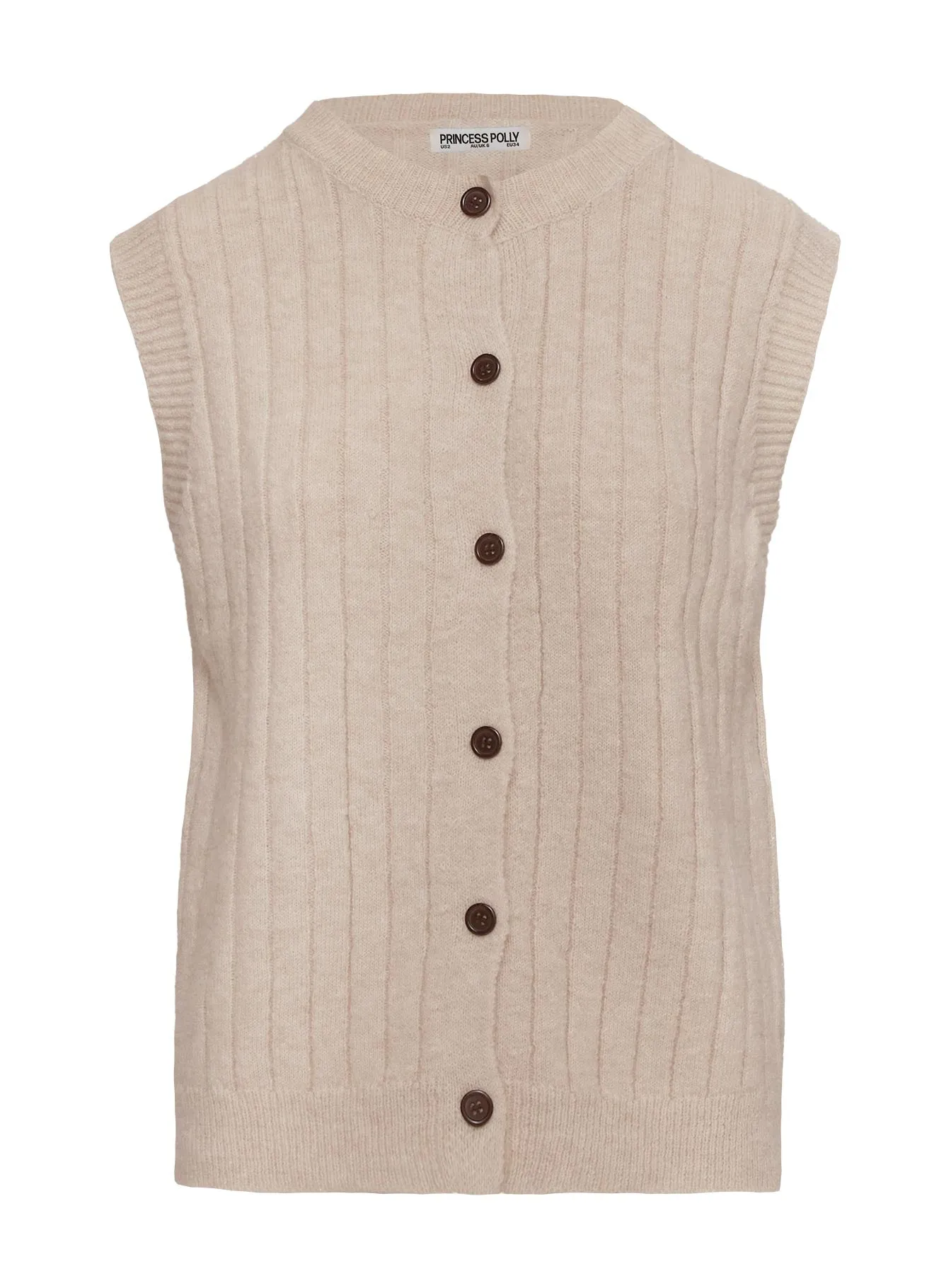 Brookvale Button Up Knit Vest Beige