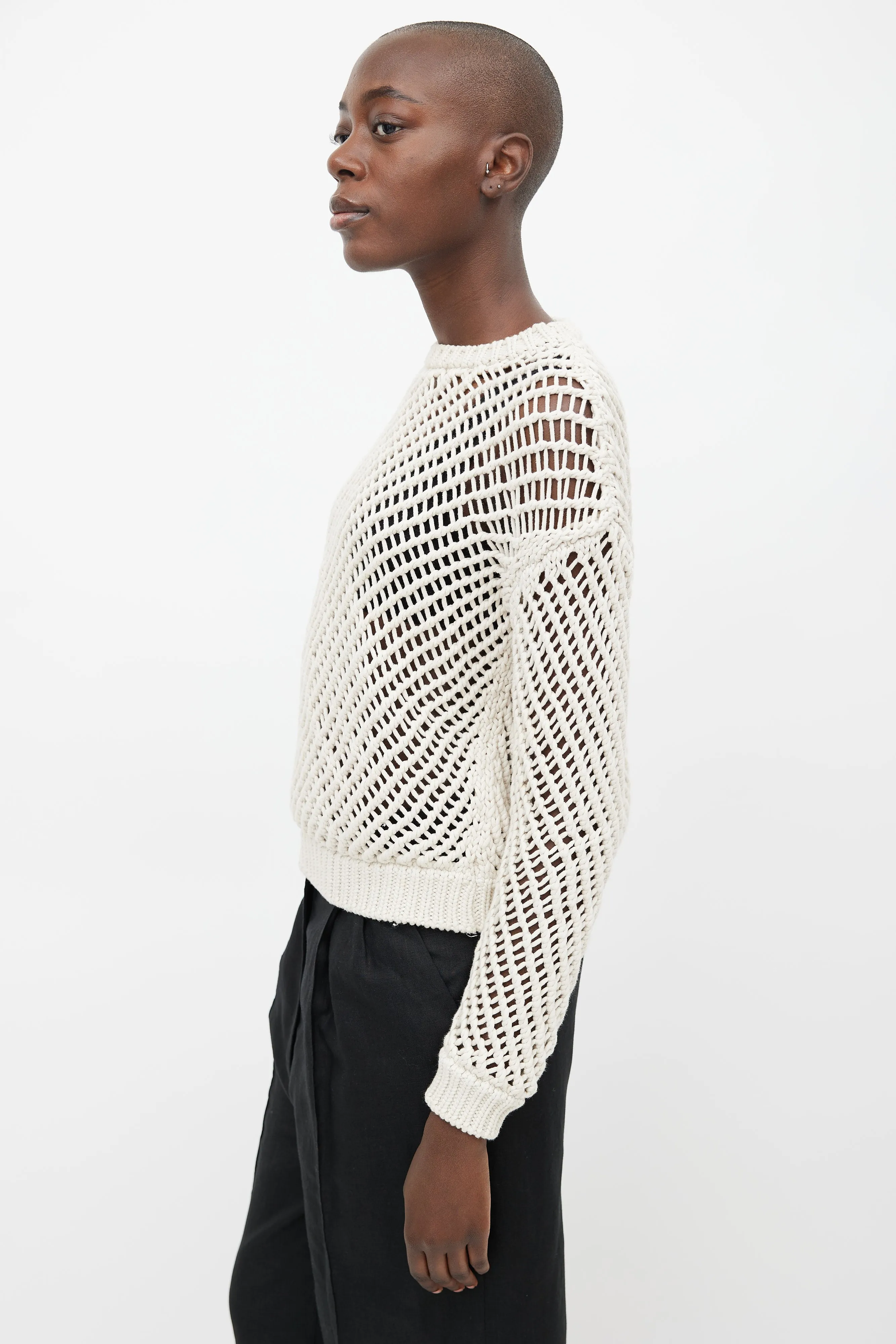 Cream Open Knit Sweater