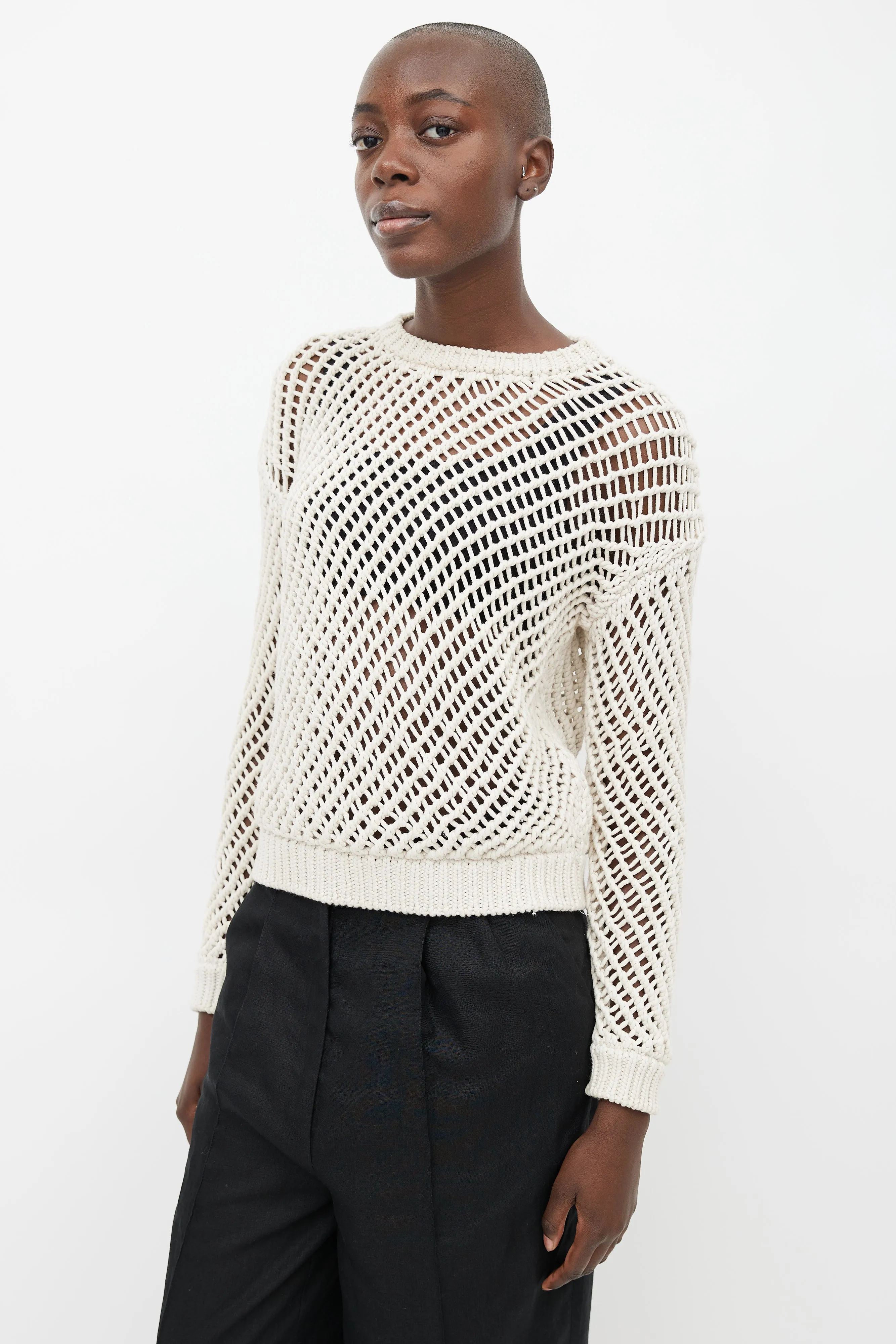 Cream Open Knit Sweater