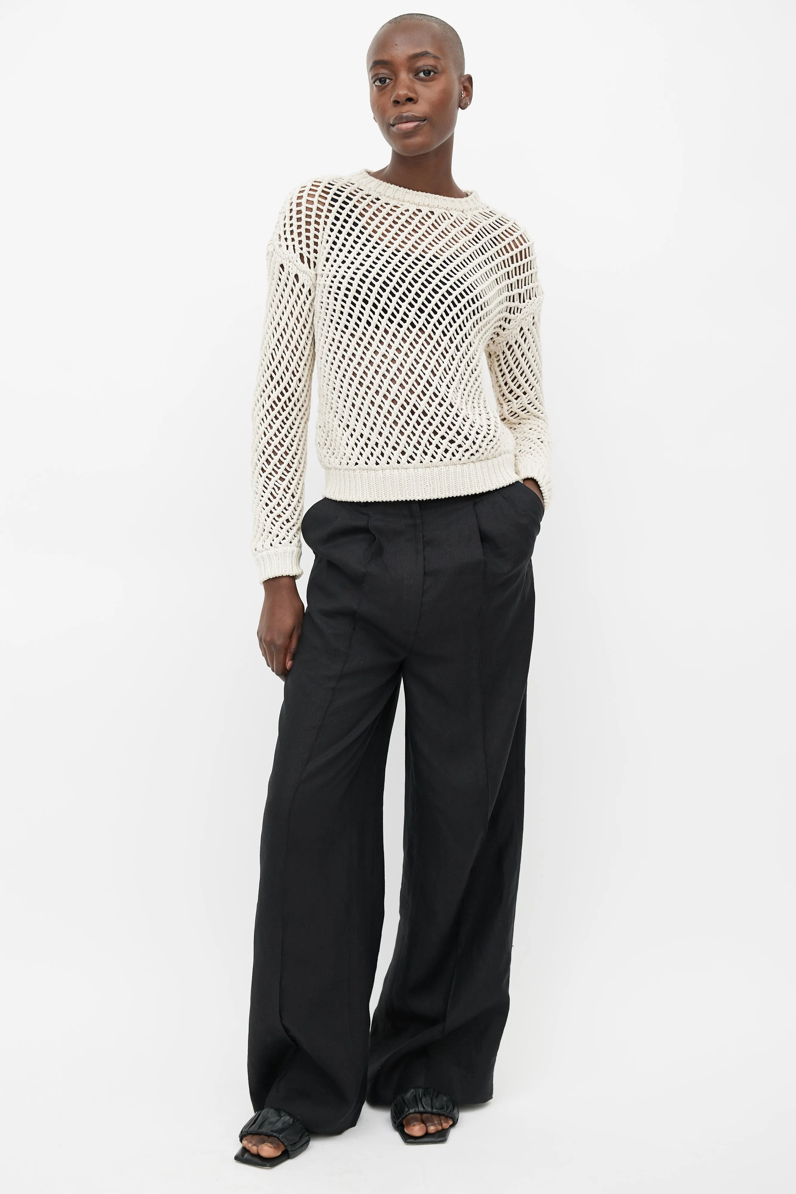 Cream Open Knit Sweater