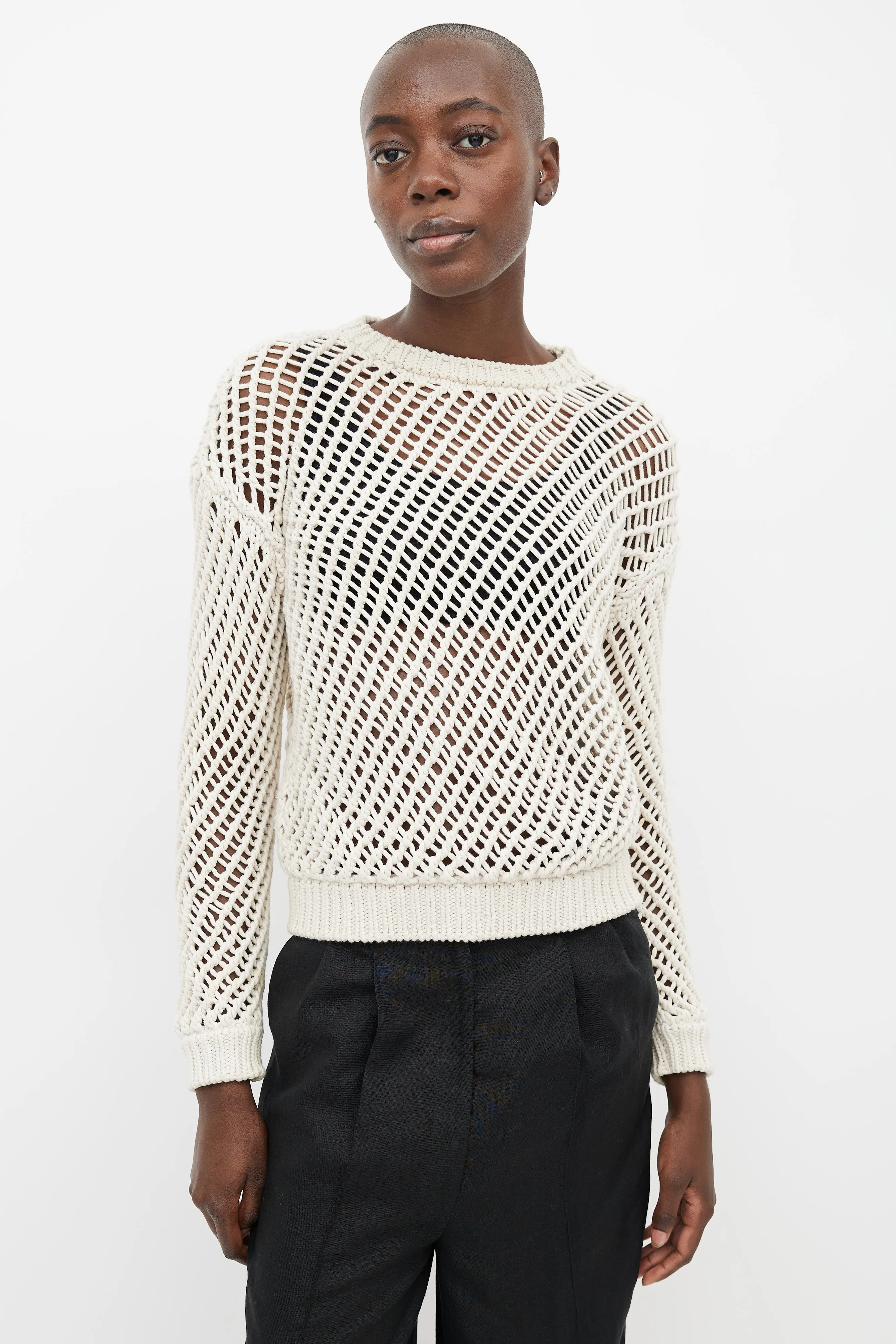 Cream Open Knit Sweater