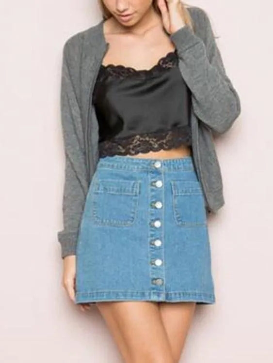 Custom V-Neck Lace Sleeveless Black Camis