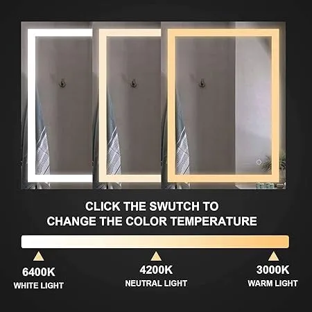 LAXMI Glass Shop Wall Mounted Led Touch Sensor Mirror with Aluminum Frame | LED Illuminated Modern Butterfly with Leaf Pattern Vanity Mirror for Bathroom, Bedroom & Makeup Room (24inch x 24inch)