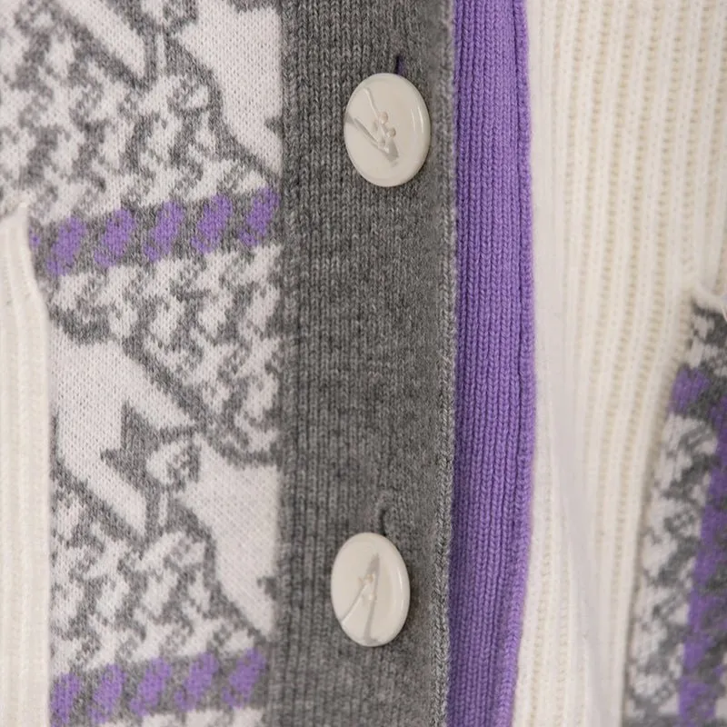Purple Woolen Knitted Cardigan