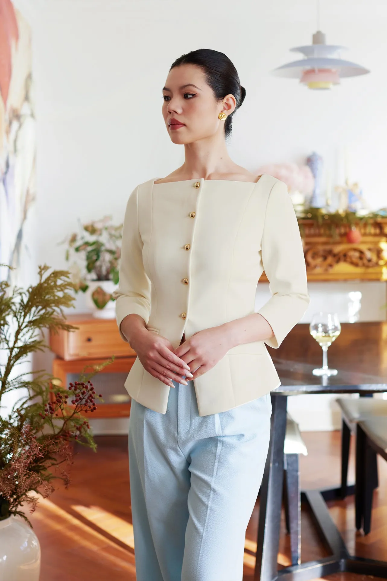 SQUARE NECKLINE WHITE TOP
